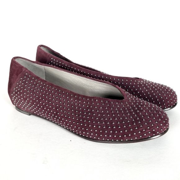 Eileen Fisher Shoes - Eileen Fisher Burgundy Raisonette Suede Studded Ballet Flats